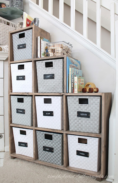 toy cubby storage under stairs