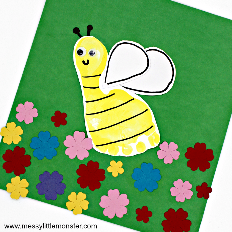 Bumble Bee Footprint Craft Messy Little Monster