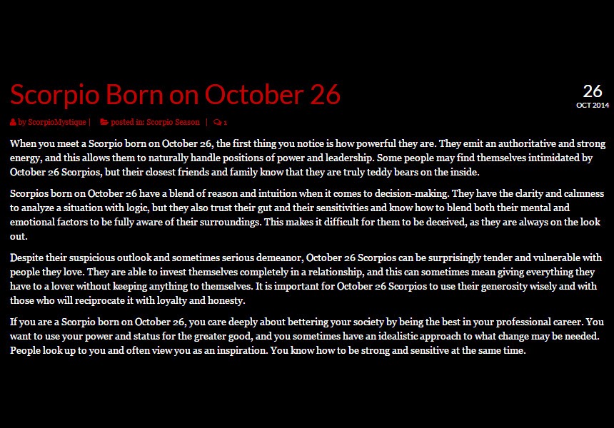 Scorpio Zodiac Personality Traits by Birthday Scorpio Quotes