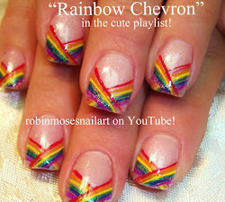 rainbow nail nails pride easy robin chevron moses designs tip paw super animal french rainbows stripe unicorn nailart beginners matte