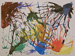 straw painting paint blow heart paper