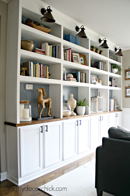 DIY bookcases with kitchen cabinets