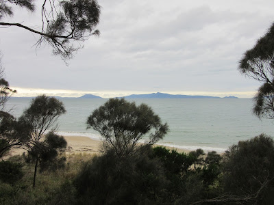 Vistas de la playa y península de Freycinet desde los alrededores de Swansea, en Tasmania Vistas de la playa y península de Freycinet desde los alrededores de Swansea, en Tasmania