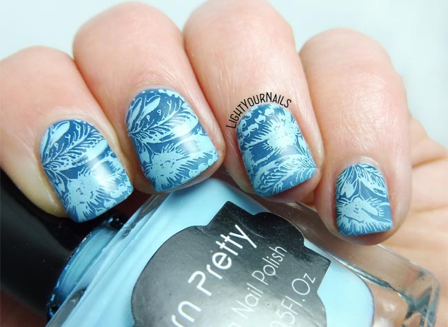 Blue MoYou stamping nail art