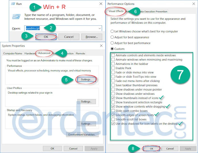 Disable Windows 10 Visual Effects
