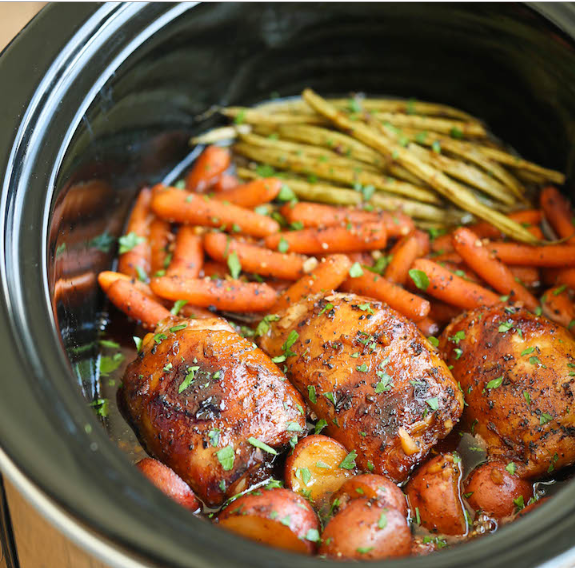 SLOW COOKER HONEY GARLIC CHICKEN AND VEGGIES vegetarian