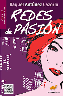 Portadas de la novela de suspense Redes de pasión, de Raquel Antúnez Cazorla