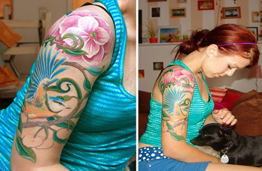 Passaro azul de Manga Tatuagem para Mulheres