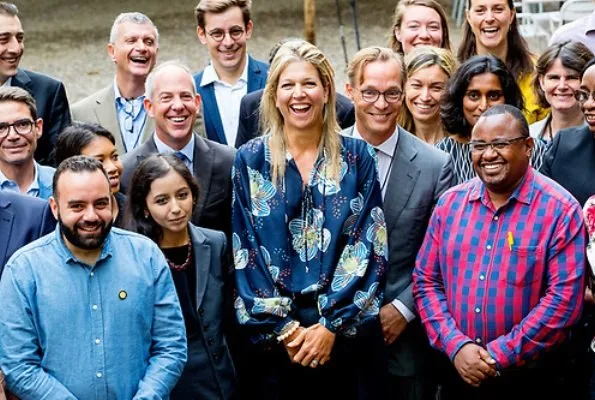 Queen Maxima wore Natan blue flower print blouse, Queen Maxima wore J. Crew Sailor trousers, fashions and style