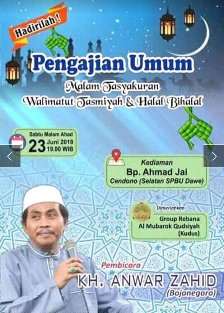 Jumat dan Sabtu, KH. Anwar Zahid dan Ki Rekso Buwono Hadir