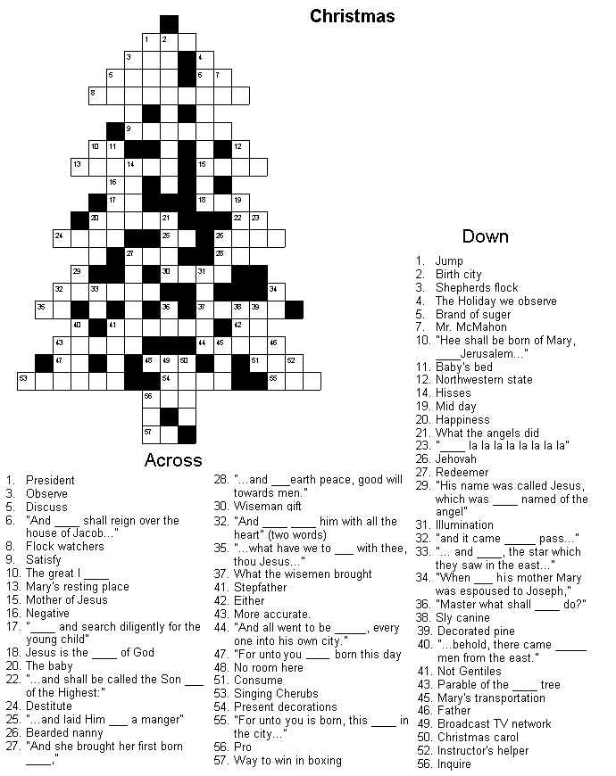 Free Christmas Crossword Puzzle Printable