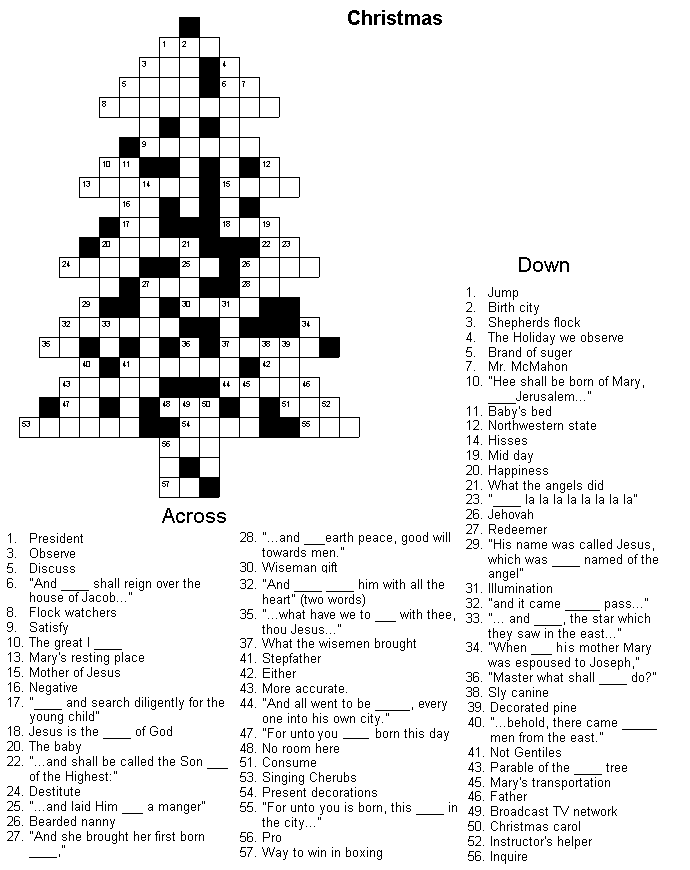 Christmas crossword puzzle printable for 2015