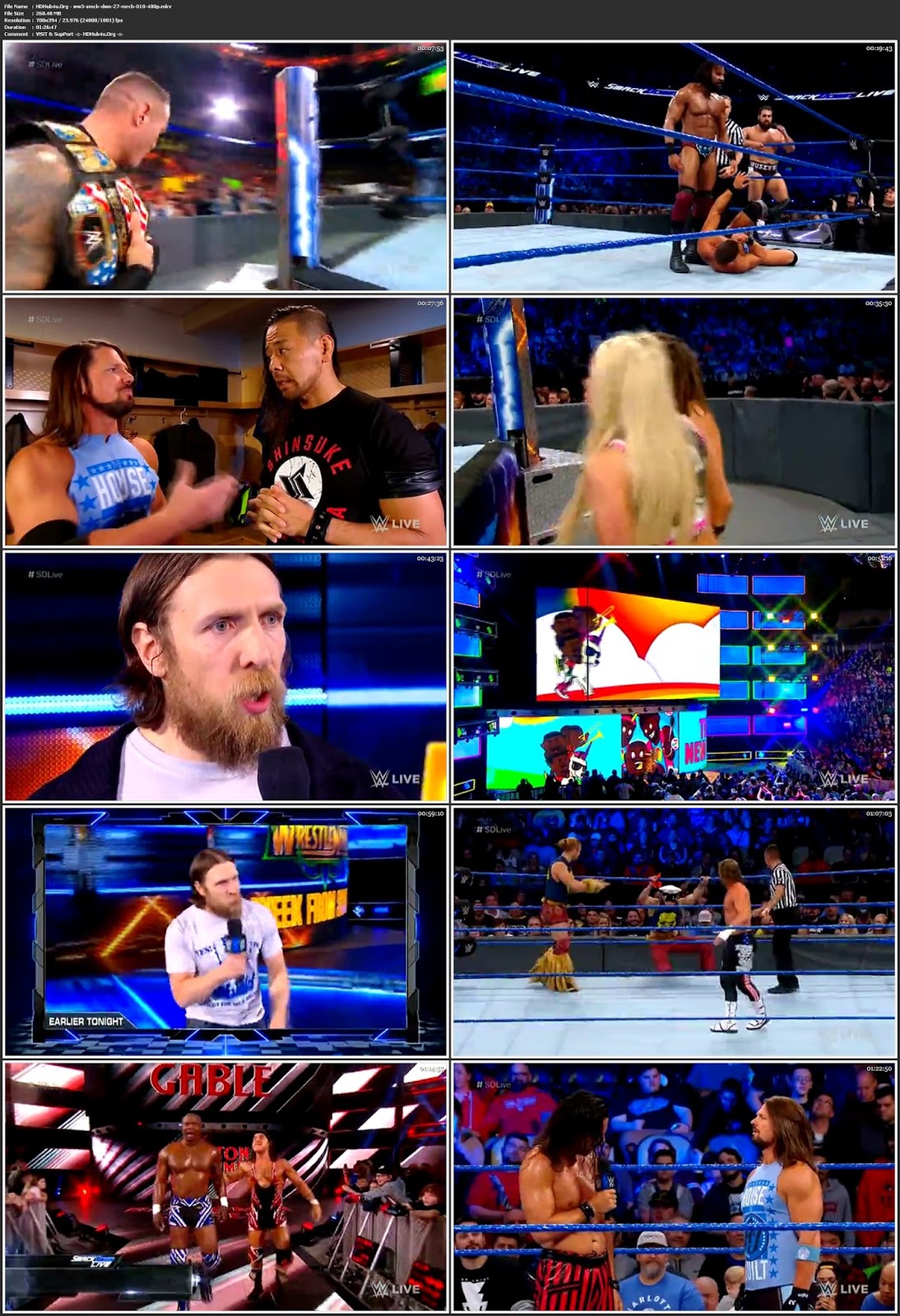 WWE Smackdown Live 27th March 2018 HDTV 480p 250MB Download