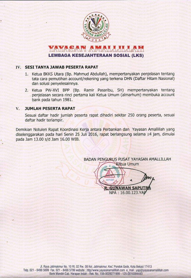 Kupas Amalillah Uang Yayasan Amalillah Bukan Lagi Isu Semata