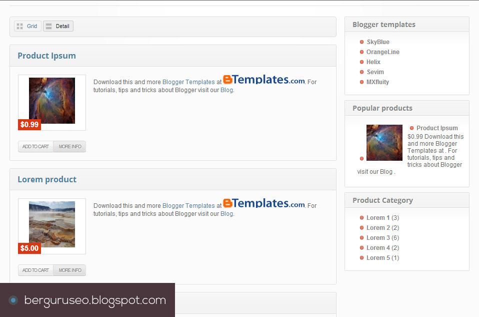 Template Blog Toko Online Blogger Store Detail