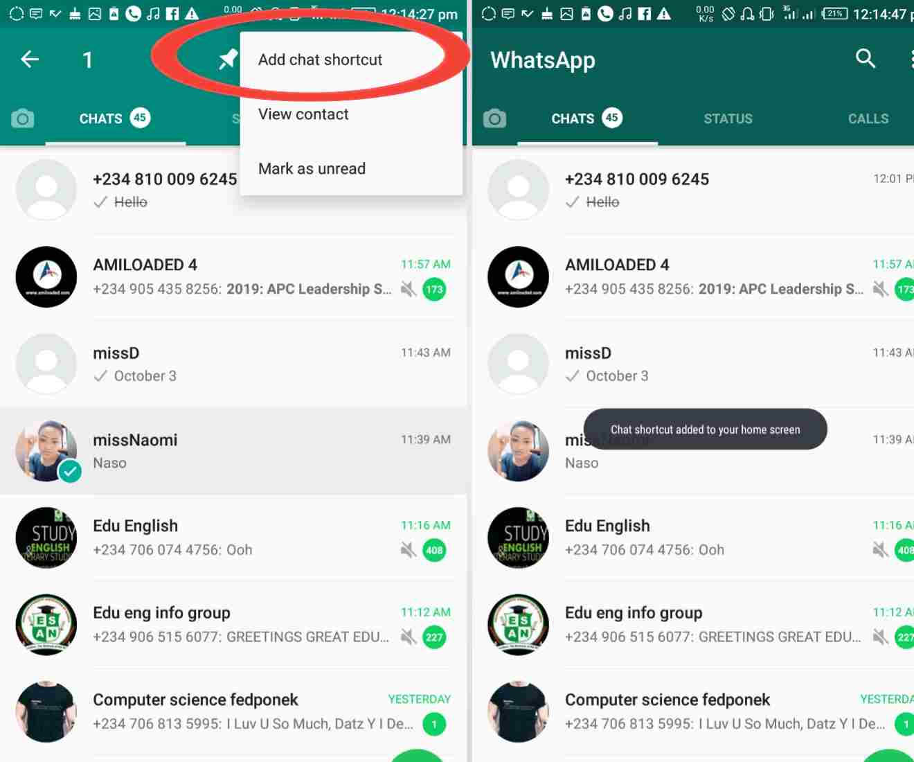 How to add chats head shortcuts to your phone's home screen