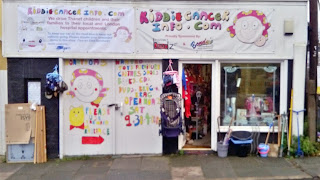 Photograph of KiddieCancerInfo.com shop front in Ramsgate, with new banner installed.