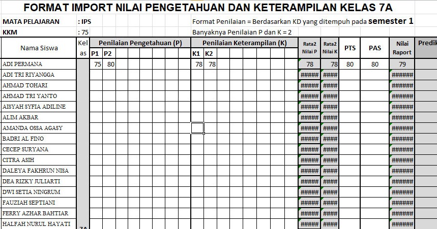 Format Import Evaluasi Dari Excel Ke ERapor Smp
