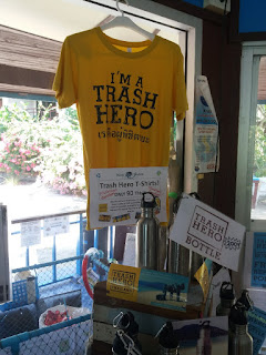 photo of trash hero t-shirts and stainless steel waterbottles for sale