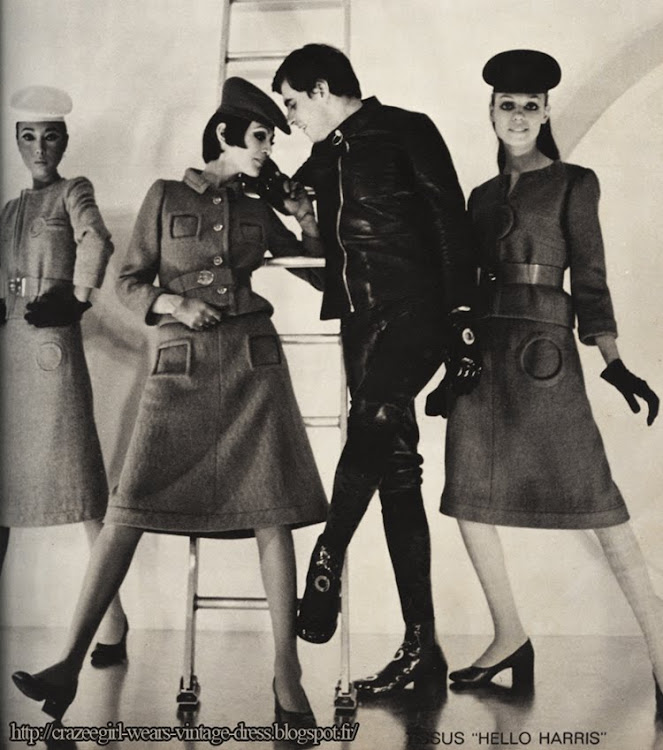 tissus Marcel Blanc - Pierre Cardin - 1968 dress skirt jacket suit 1960 60s mod