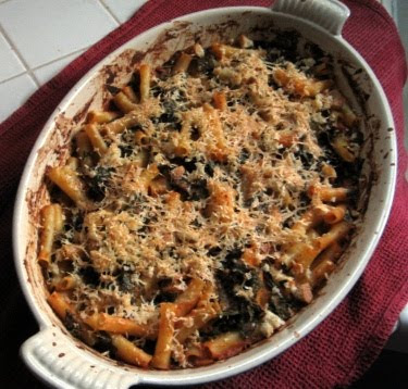 Pasta fagioli gratin with kale