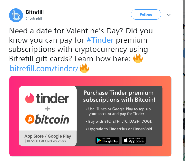 Happy Valentines Day, Buy Tinder Subscriptions with Bitcoin 1