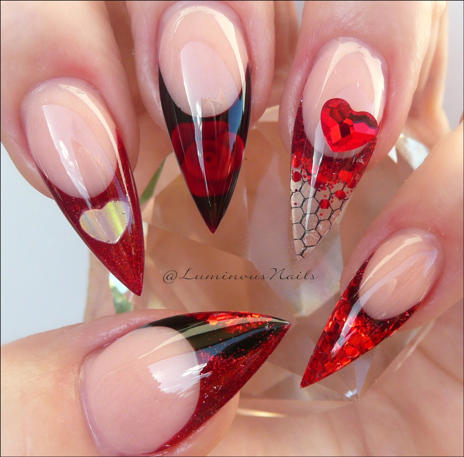Luminous Nails Valentines Inspired Acrylic Valentines Inspired Acrylic Nails Sculptured Gold Coast Australia