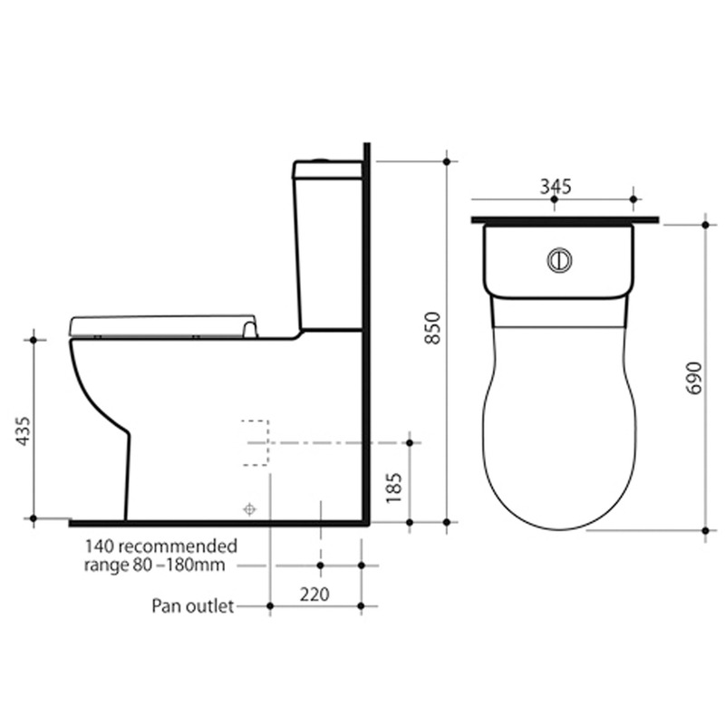 Modecor Toilet Suites Caroma Opal II Easy Height Wall Faced Toilet Suite