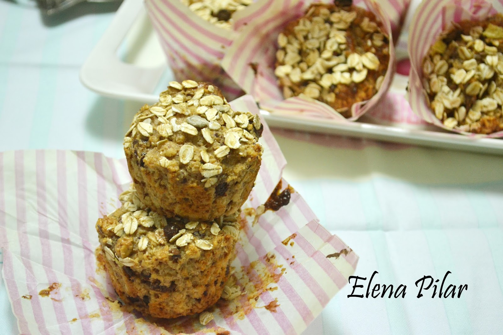 Mi Recetario por Elena Pilar Muffins de avena y pedacitos de chocolate
