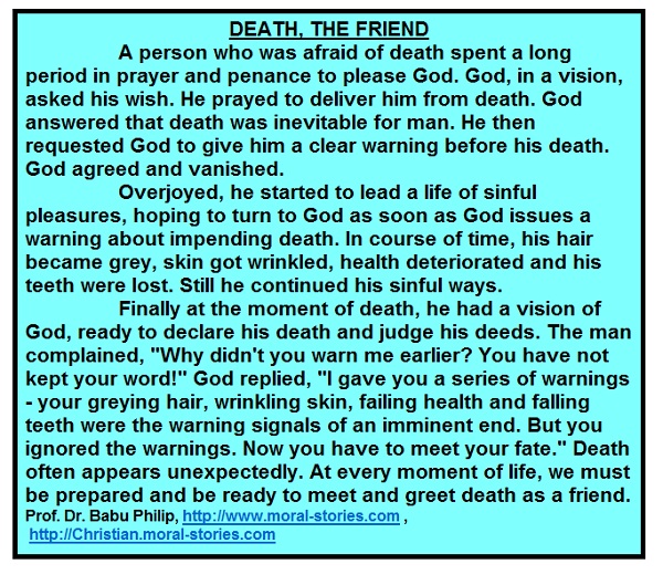 Moral Stories Death, the Friend