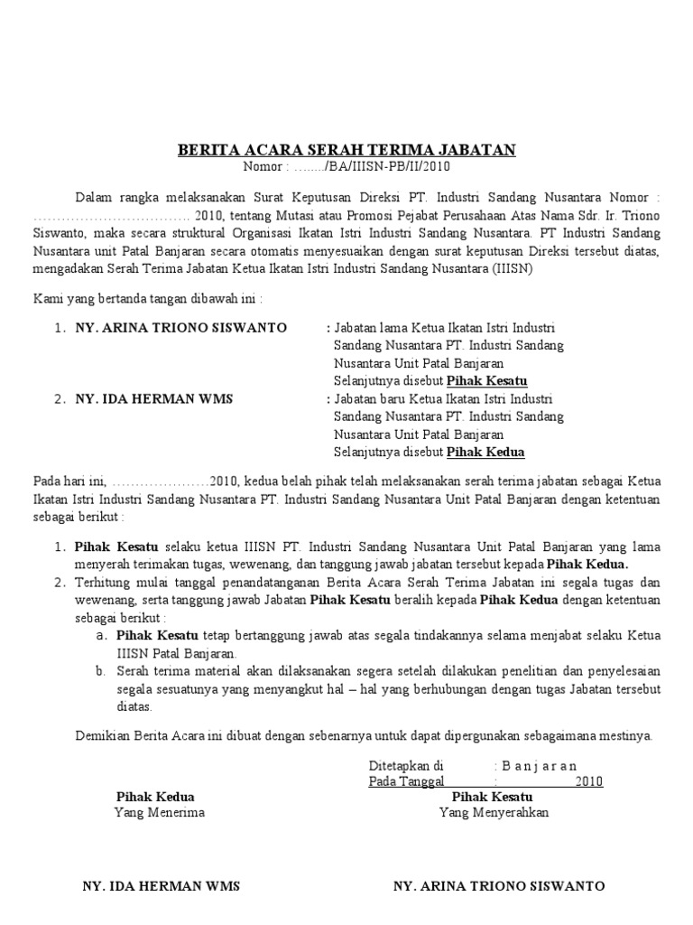 berita acara serah terima pekerjaan wood scribd indo