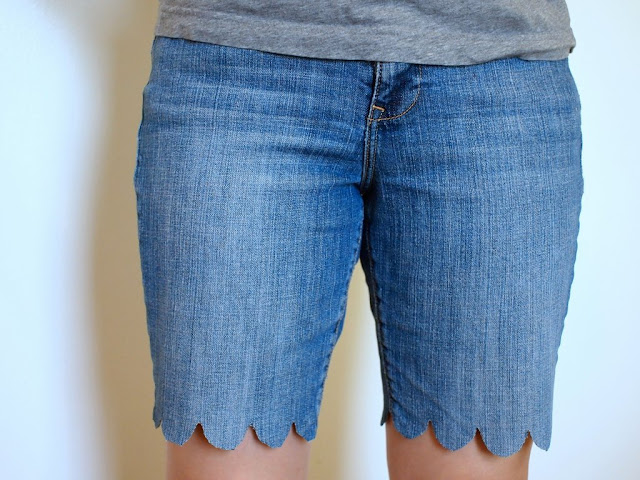 how to make scalloped jean shorts