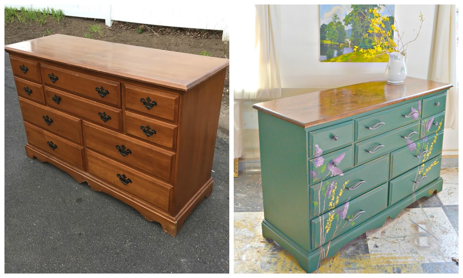 Heir and Space A Vintage Maple Dresser with Flowers