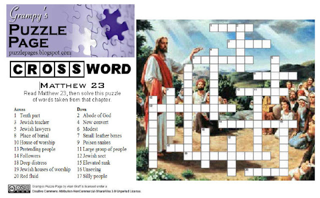 Grampy #39 s Puzzle Page: Crossword: Matthew 23 Grampy #39 s Puzzle Page: Crossword: Matthew 23
