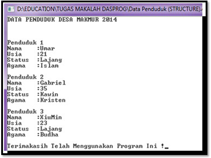 Contoh Program Array dan Structure C++ Data Penduduk ~ AANGOBLOG