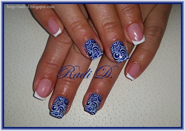 It`s all about nails: Royal blue with circles and french