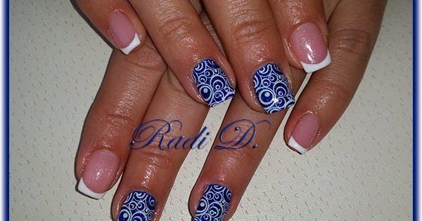 It`s all about nails: Royal blue with circles and french