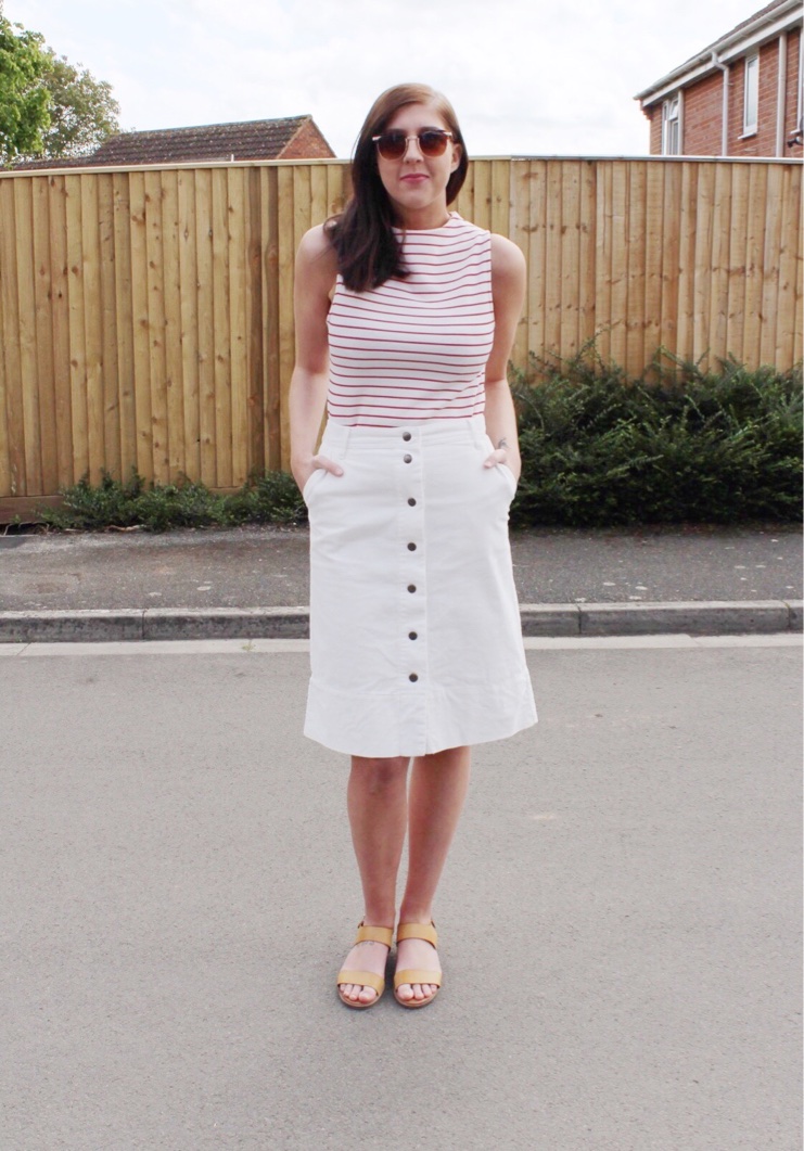 fbloggers, fashionbloggers, halcyonvelvet, wiw, whatimwearing, ootd, outfitoftheday, lotd, lookoftheday, primark, topshop, buttonthroughskirt, redandwhite, bretonstripes, fashionbloggers, fashionblogger