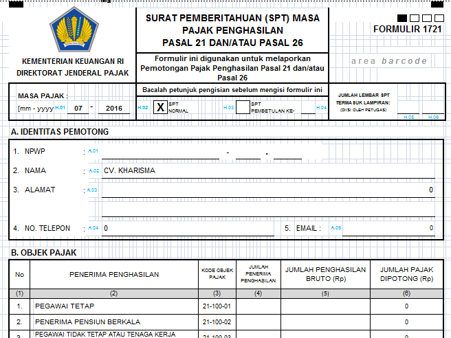 Cara Pelaporan Pajak Online Formulir 1721