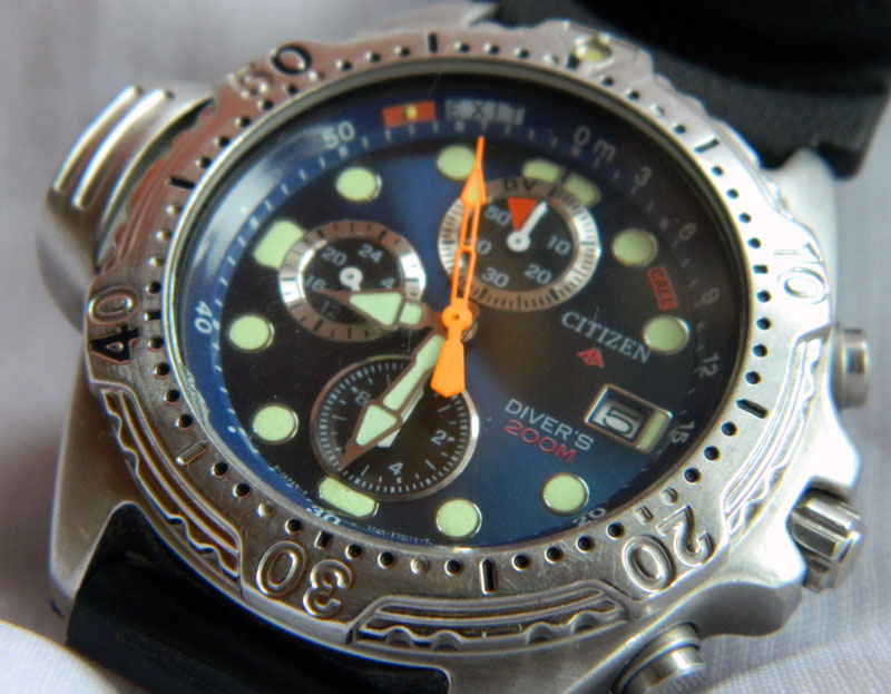 JAM - VINTAGE: SOLD : CITIZEN PROMASTER AQUALAND CHRONOGRAPH QUARTZ 200m - TERAWAT SANGAT BAIK