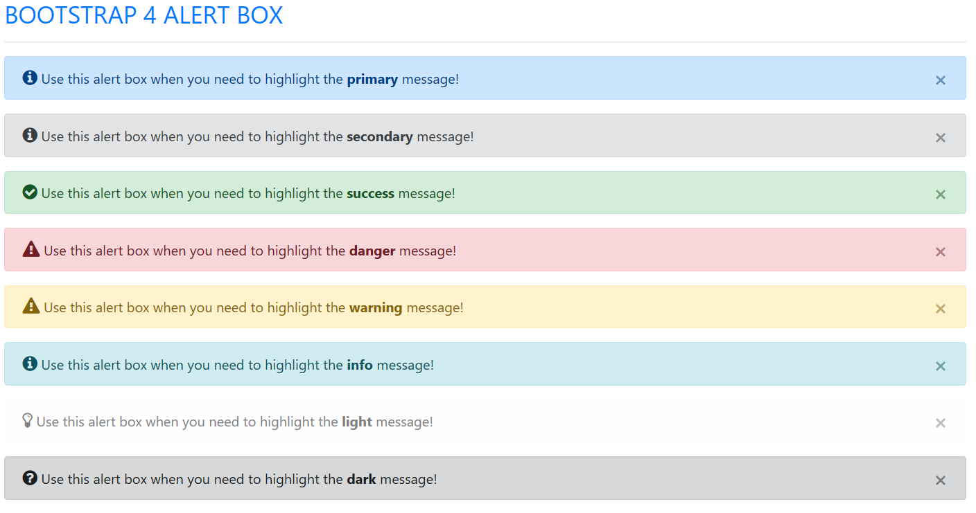 Bootstrap 4 Alert Box