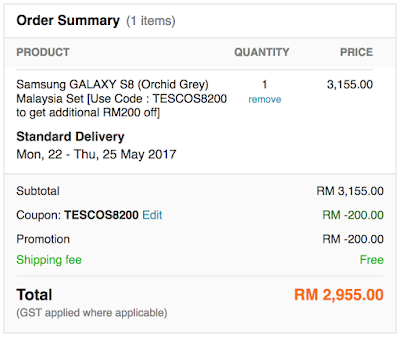 Samsung GALAXY S8 Tesco Malaysia Price Lazada Voucher Code Discount