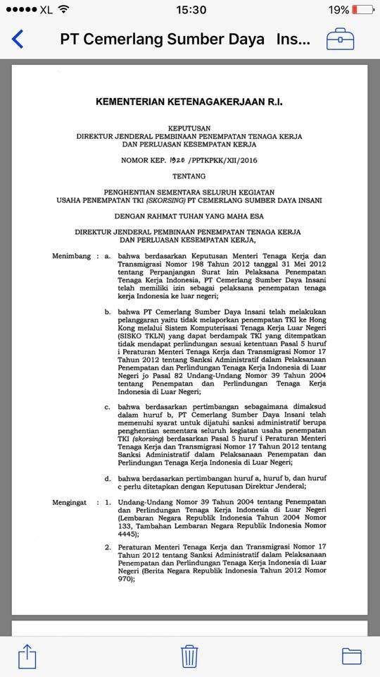 Pt Cemerlang Sumberdaya Insani Klarifikasi Skorsing Csi