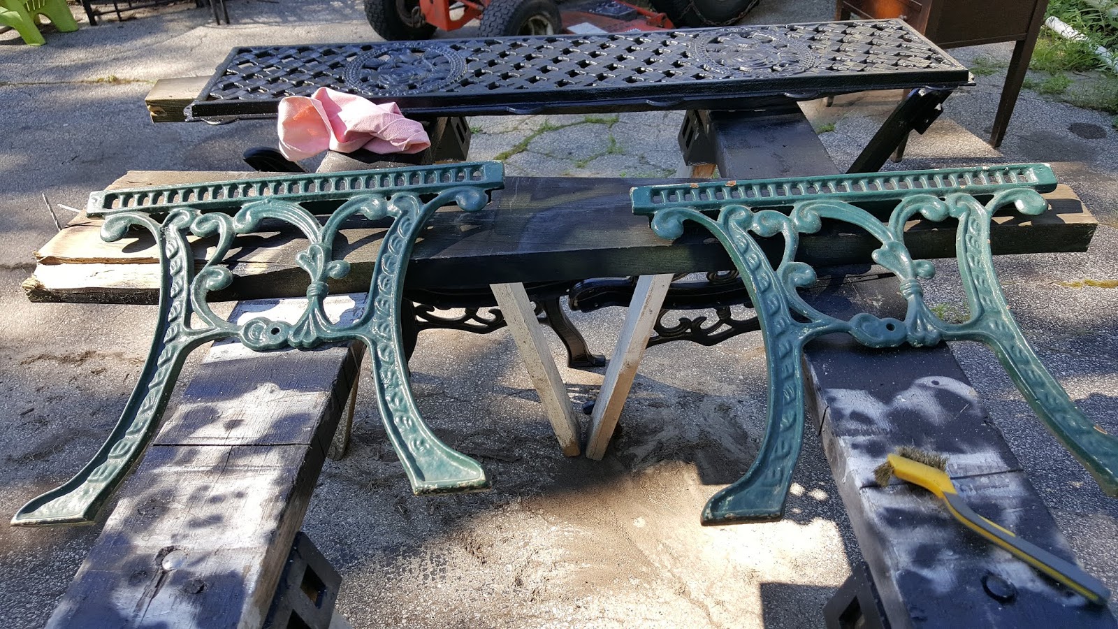 Gear Acres at Top of the Hill Cast Iron Bench Ends
