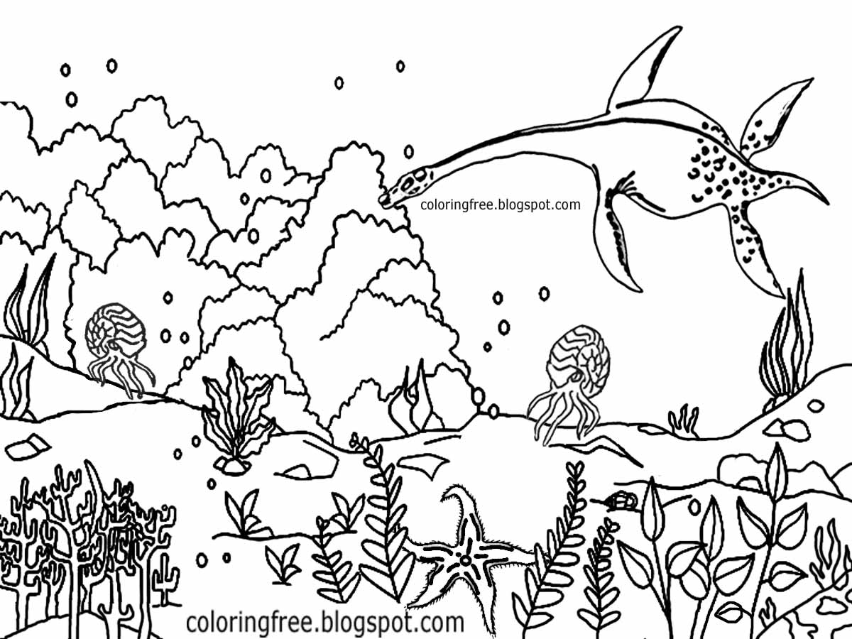 Sea Dinosaur Drawing For Children Ocean Coloring Pages | Printable