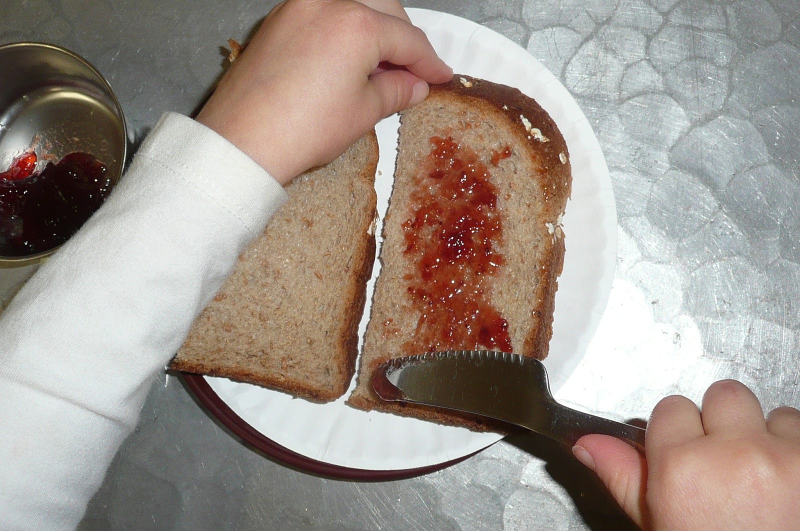 Montessori Teachings Food Preparation Spreading Jam