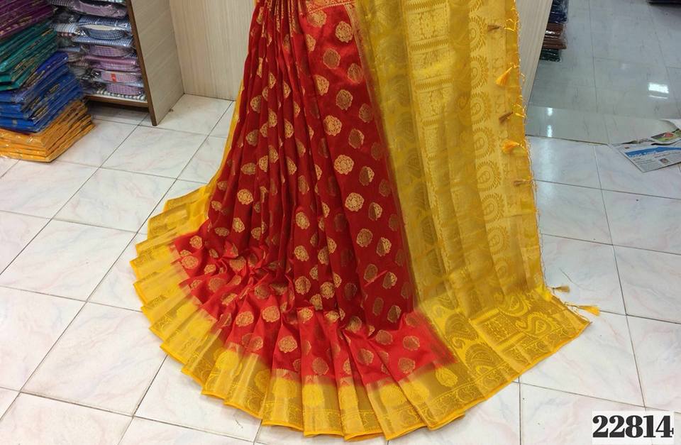 orio silk sarees with contrast border blouse and rich pallu