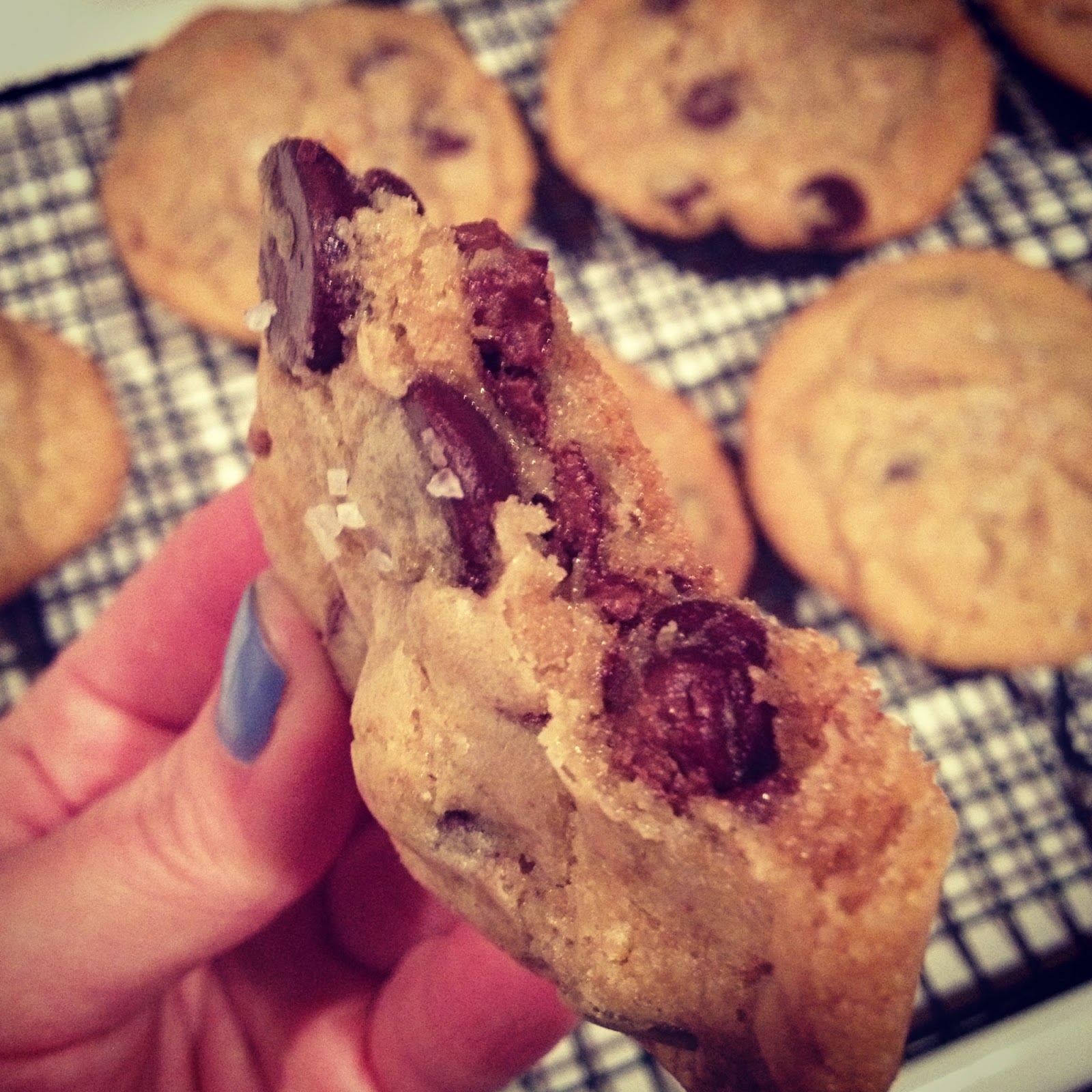 baubles and baked goods chocolate chip cookies with nutella, brown