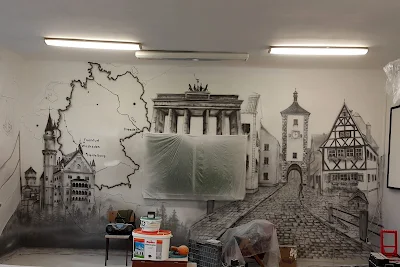 Malowanie obrazu na ścianie  w sali językowej, Mural 3D Warszawa, malowanie obrazów na ścianie