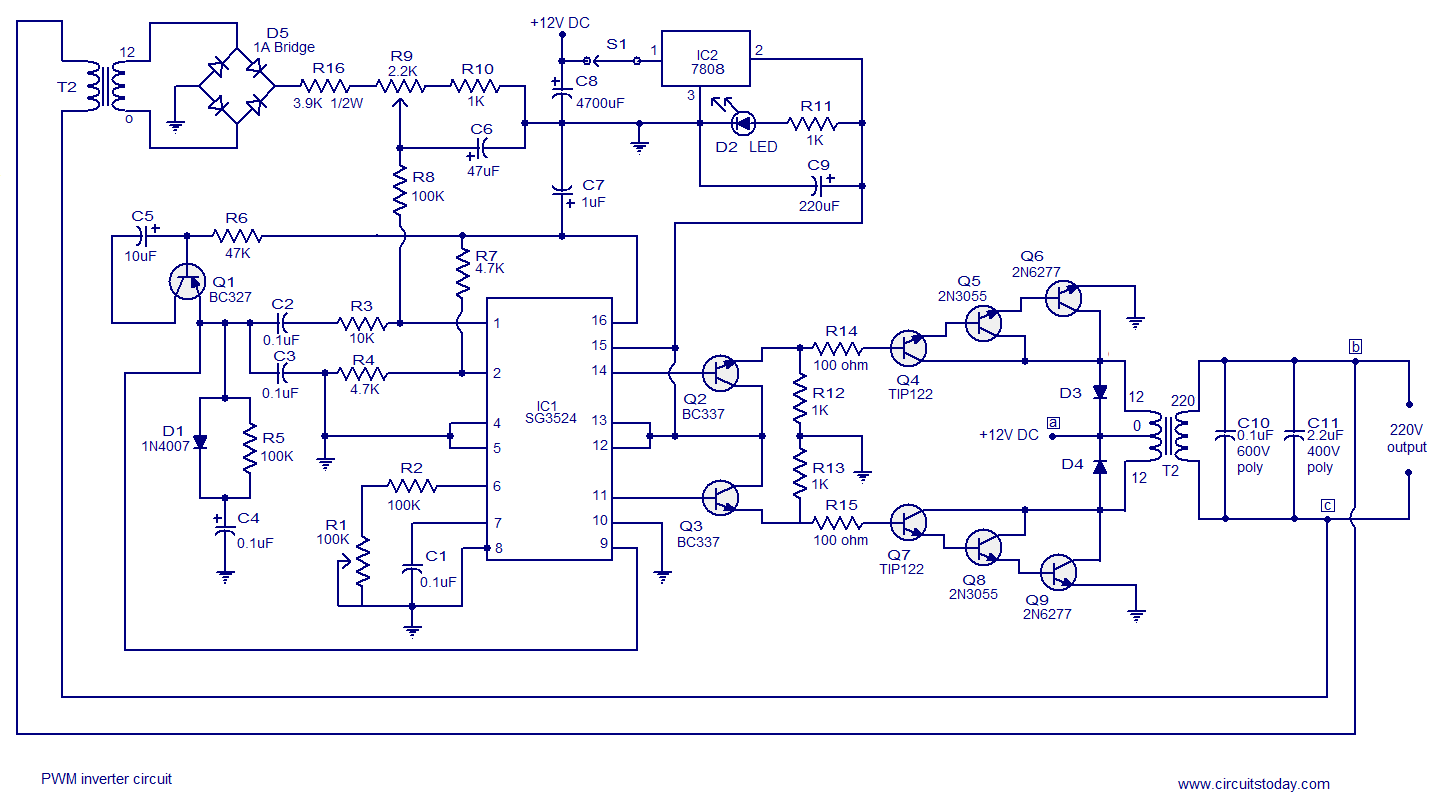 250W PWM Inverter  Circuit  SG3524 ELECTRONICS SOLUTION
